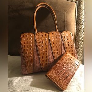 Faux leather bag and wallet.